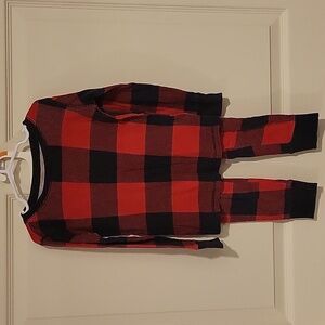 Old Navy Red and Black Plaid Kids Long Sleeve Pajama Set, XS (5)